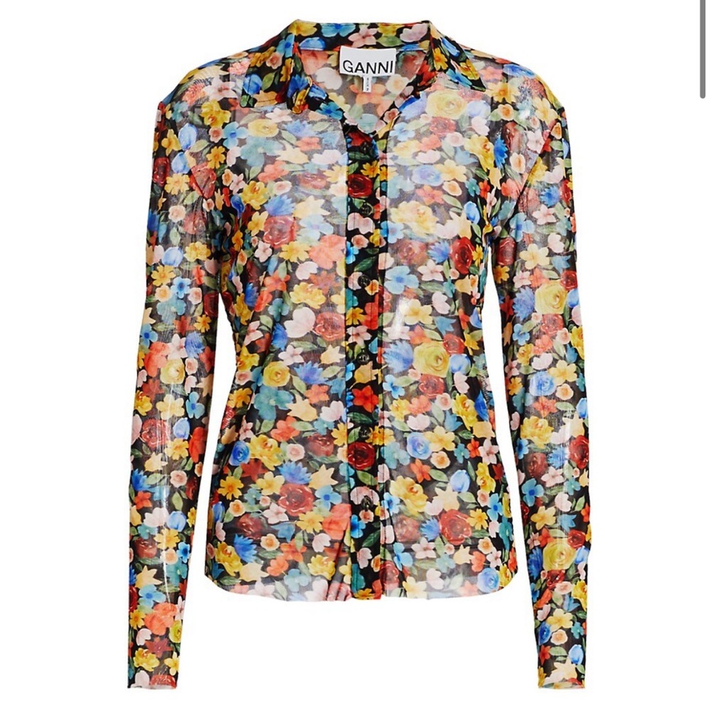 Ganni Floral Mesh Shirt